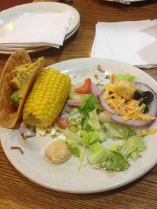 Fullerton Sizzler Taco and Corn on the Cob