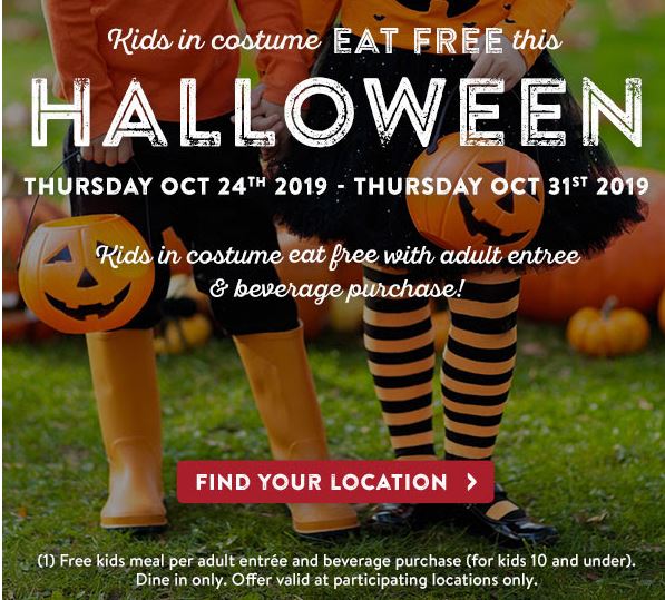 Sizzler - Kids In Costumes Eat Free - Halloween Week 2019